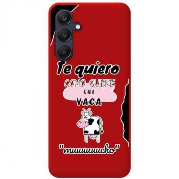 Funda Silicona Líquida Roja con Diseño de Vaca para Samsung Galaxy A25 5G