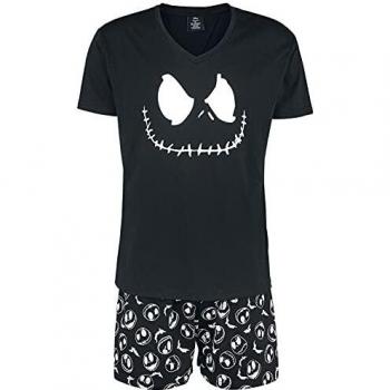 The Nightmare Before Christmas Pesadilla Antes De Navidad Jack Face & Skull Hombre Pijama Negro XXL, 100% algodón,