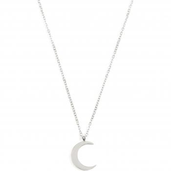 Collar de Media Luna en Plata con Colgante de Acero Inoxidable