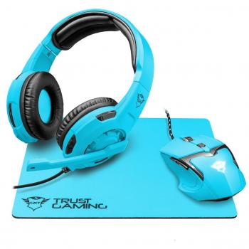 Trust Gaming GXT 790-SB Spectra - Pack Gaming 3 en 1: Auriculares, ratón y Alfombrilla, Azul