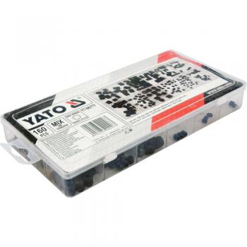 Juego de tornillos sin cabeza YATO YT-06777 - 160 piezas, incluye variedad de tamaños y tipos, fabricados en acero al carbono, acabado zincado para resistencia a la corrosión