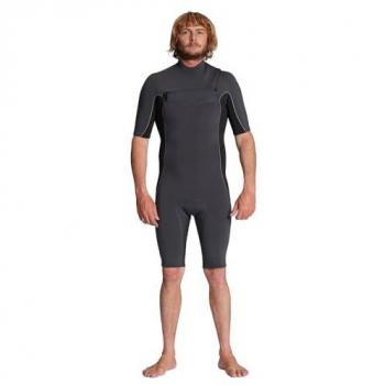 Traje de Neopreno Billabong 202 Absolute para Hombre en Color Gris, con Cremallera en el Pecho y Mangas Cortas, Talla M