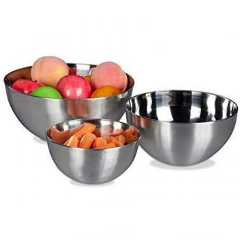 Set de 3 Bowls Mezcladores de Acero Inoxidable Relaxdays