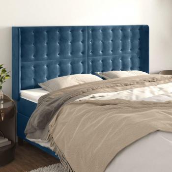Cabecero con orejas de terciopelo azul oscuro 183x16x118/128 cm Vidaxl