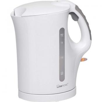 Clatronic WK 3445 Hervidor de Agua Eléctrico, Capacidad 1.7L, Potencia 2200W, Color Blanco, Resistencia Oculta de Acero Inoxidable, Función In