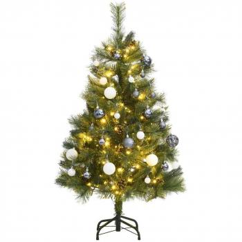 Hinged Artificial Christmas Tree with 150 LEDs and 150 Ornaments, 150 cm