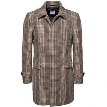Superdry Hombre Abrigo de Lana Edit Cuadros Camel S