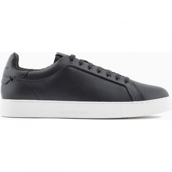 Emporio Armani Classic Black Leather Men's Sneakers