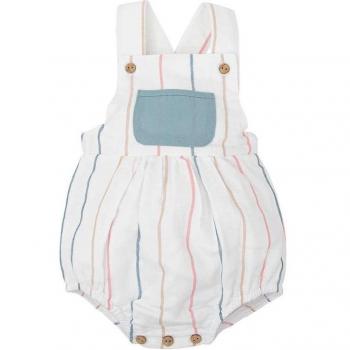 Peto de bebé niño de rayas con bolsillo a contraste