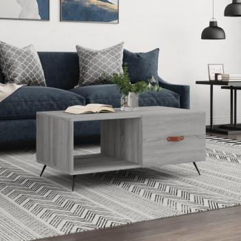 Mesa de centro madera contrachapada 90x50x40 cm en color Blanco, Negro o Gris Sonoma, ideal para salón o comedor, con acabado brillante y diseño auxiliar