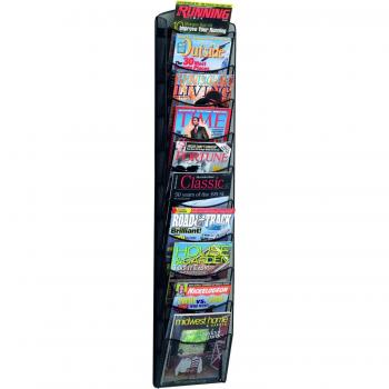 Soporte de pared malla negro con 10 compartimentos para documentos A4