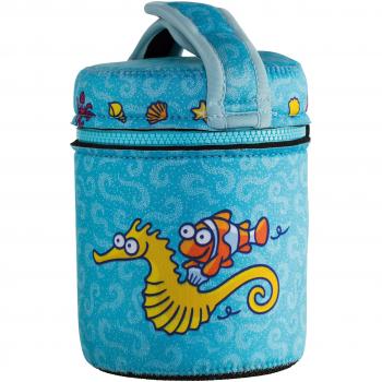 Kukuxumusu Termo Para Comida Infantil de Acero Inoxidable 1L y Funda de Neopreno Azul Incluye 2 Contenedores Interiores