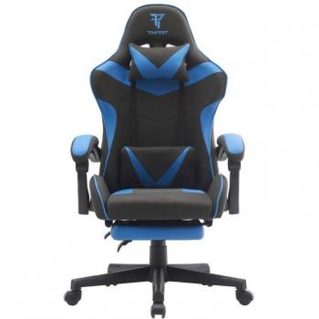 Silla Gaming Tempest Shake Negra/Azul con Reposapiés y Función de Masaje, Tela Transpirable