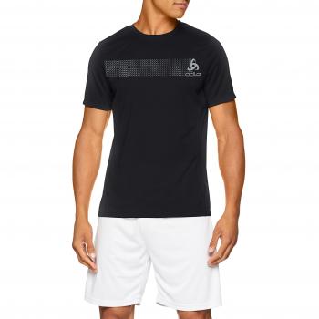 Odlo BL Top Crew Neck S/S Core Light Print Camiseta, otoño/Invierno, Hombre, Color Black - Placed Print FW18, tamaño Large