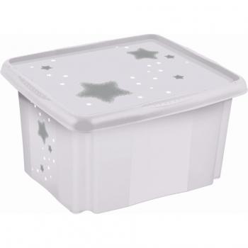 Caja de almacenamiento Keeper Karolina, 45 x 35 x 27 cm, blanca, capacidad de 30 litros