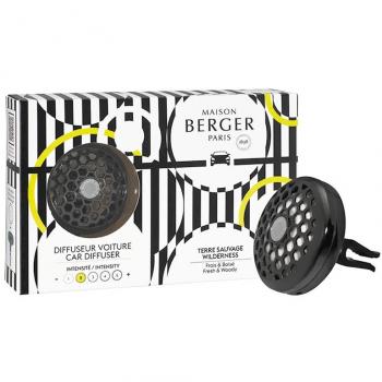Maison Berger Paris Illusion Wilderness Car Air Freshener with Terre Sauvage Refill in White and Black
