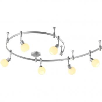 Plafón de techo moderno Arcchio Peetz con 6 luces, acabado en gris, fabricado en metal y vidrio, compatible con bombillas E14, ideal para salón y comedor