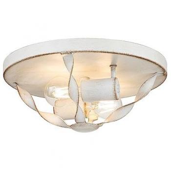 Plafón Bradbury 2 luces, blanco, estilo industrial vintage