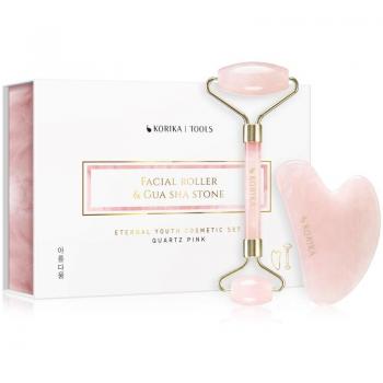 Quartz Pink Face Roller & Gua Sha Massage Tool Set