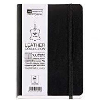 Miquelrius 10411 - Cuaderno Flexible en Piel con Goma, 100 Hojas, 5 mm, Negro