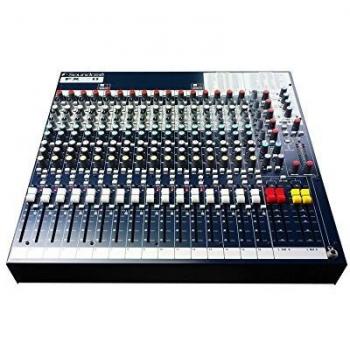 Mezclador de audio Soundcraft FX16 II, 16 canales, 4 buses auxiliares, ecualizador de 3 bandas por canal, efectos digitales incorporados, conectividad XLR y TRS, alimentación phantom de +48