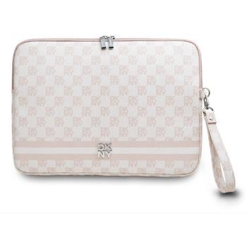 Funda para Portátil DKNY de Cuero PU Rosa con Motivo a Cuadros y Rayas 13/14