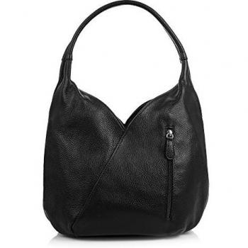 Firenze Artegiani Bolso Shopping Bag de Mujer en Piel auténtica, Acabado Savage, 36 cm, Negro
