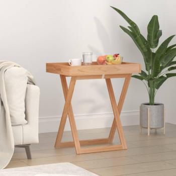 Mesa bandeja plegable de madera maciza en color nogal, dimensiones 52x36x56,5 cm