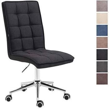 Taburete de trabajo Peking V2 tapizado en tela negra, altura ajustable y giratorio