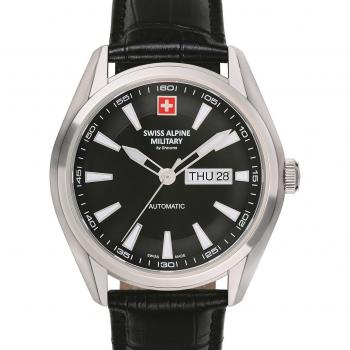 Reloj Automático Suizo Militar 7090.2537 para Hombre, 43mm, 10 ATM, Cristal de Zafiro y Correa de Cuero Negro