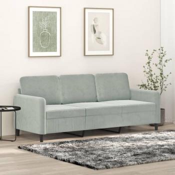 Sofá 3 plazas gris claro 180 cm en terciopelo vidaXL