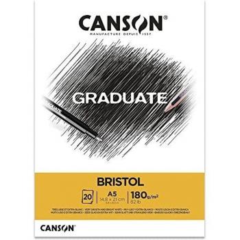 Bloc de Dibujo Canson Graduate Bristol A5 - 20 Hojas - 180 g/m² - Extraliso