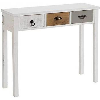 Consola con 3 cajones Blanca de Madera de Abeto de 90x30x79 cm - LOLAhome