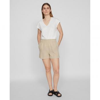 Pantalón corto Vila Anie beige con cintura elástica