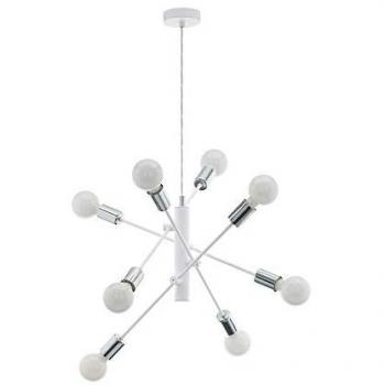 Lámpara Colgante Industrial Gradoli 8 Luces E27 Blanco y Cromo 1100x710mm