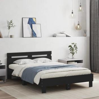 Cabecero de cama negro de 120x190 cm en madera multicapa y estructura de madera ingeniería