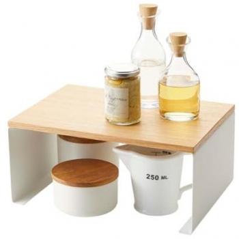 Estantería de almacenamiento apilable Yamazaki Tosca - L30,5 cm - Acero/Madera, minimalista, blanca