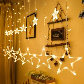 Luces LED de cortina Estrellas Blancas 138 LED 2.5*0.8m