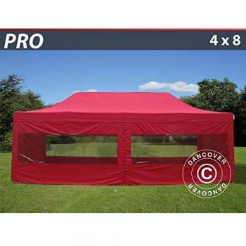 Carpa Plegable Rápida FleXtents PRO 4x8m Roja con 6 Laterales Impermeables
