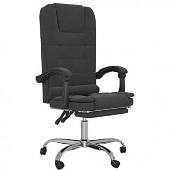Silla de oficina reclinable con masaje terciopelo negro Vidaxl Negro