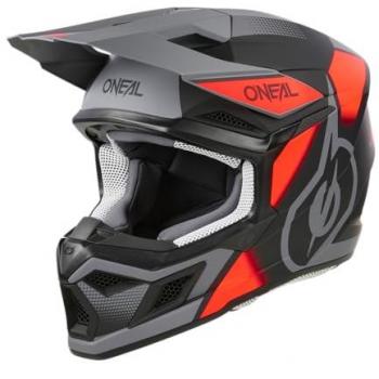 Casco de Motocross Oneal 3SRS Vision - Negro, Gris y Rojo - Talla S