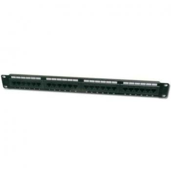Patch Panel CAT6 Clase E de 16 puertos RJ45, color negro