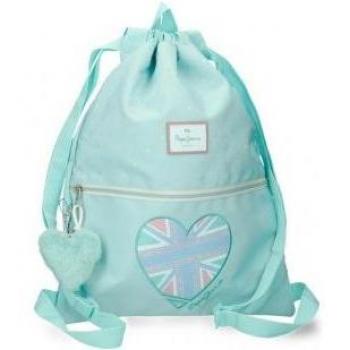 Mochila Saco Pepe Jeans Nerea con Bolsillo Frontal Turquesa
