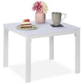 Mesa Auxiliar Balcón Relaxdays, Resistente Intemperie, para Terraza y Jardín, Dimensiones 39 x 52 x 48 cm, Mesita Exterior Color Blanco