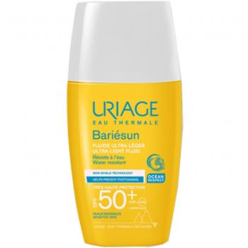 Uriage Bariésun Ultra Light Fluid SPF 50+ 30ml - High Protection UVA/UVB & Blue Light - Pocket Size, Invisible Finish, Water Resistant - Fragrance-free, Non-comedogenic