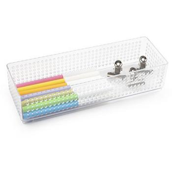 Organizador de sobremesa Plasticforte transparente n 3 80x236x56 mm