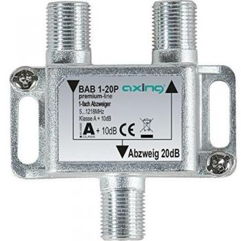 Divisor Axing BAB 1-20P, 1 salida, 20 dB, para televisión por cable CATV y DVB-T2, frecuencia de 5-1218 MHz, Clase A+