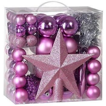 Set de Bolas de Navidad Rosa 77 Piezas - Decoraciones para Árbol de Navidad