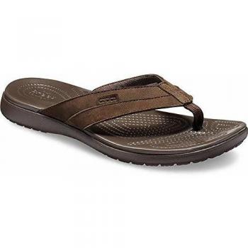 Crocs Santa Cruz Leather Flip M, Zapatos de Playa y Piscina para Hombre, Marrón