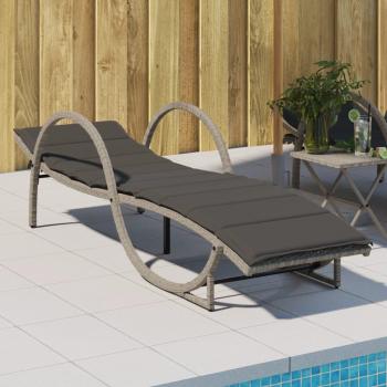 Cama solar con almohada gris 60x199x42cm en Polyrattan